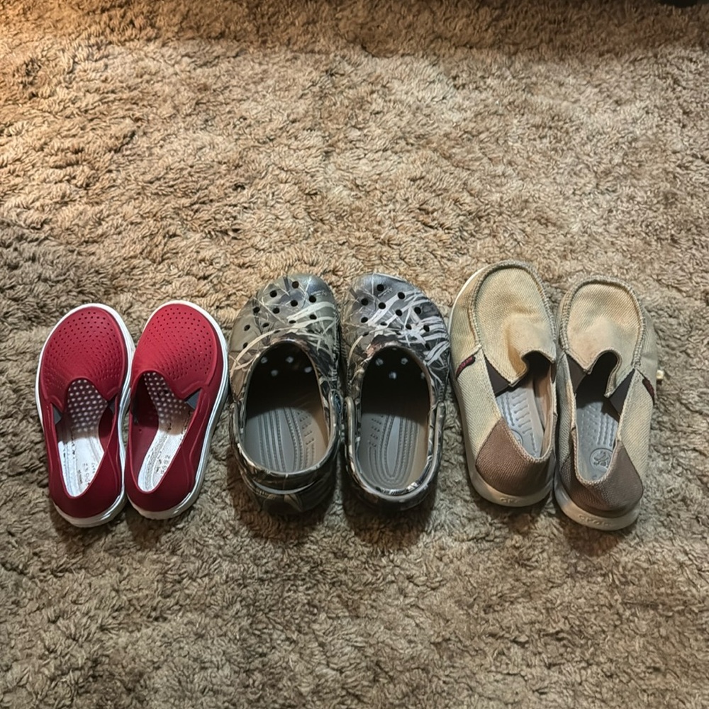 3 pair of boys croc shoes
